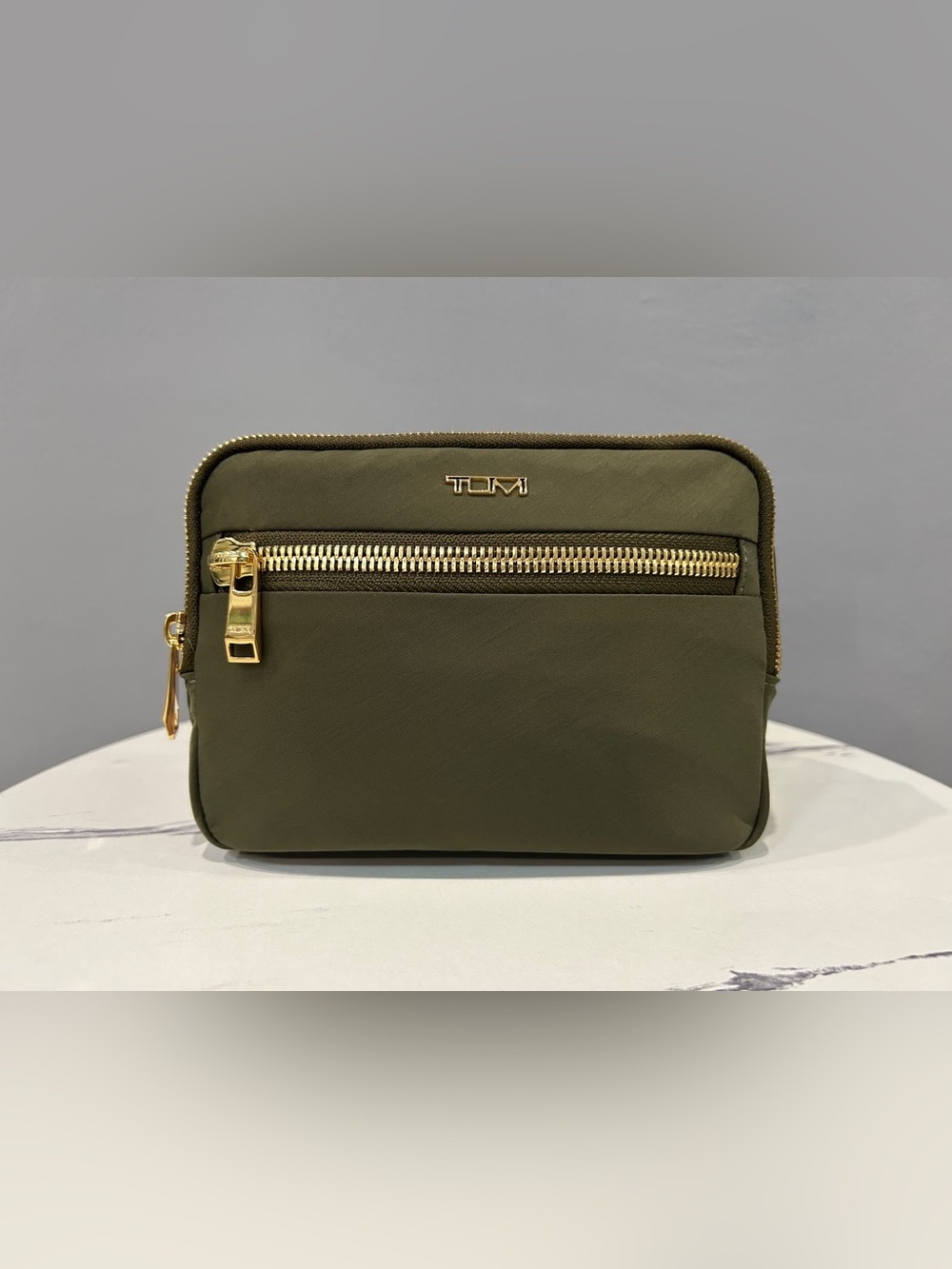 NWT TUMI Sedona Crossbody Sling Olive Green with Gold Hardware